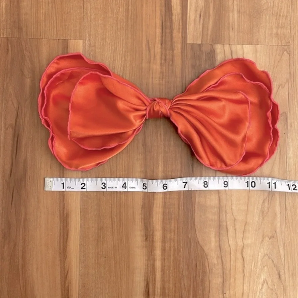 Oversized orange and pink layered bow barrette - Picture 6 of 7